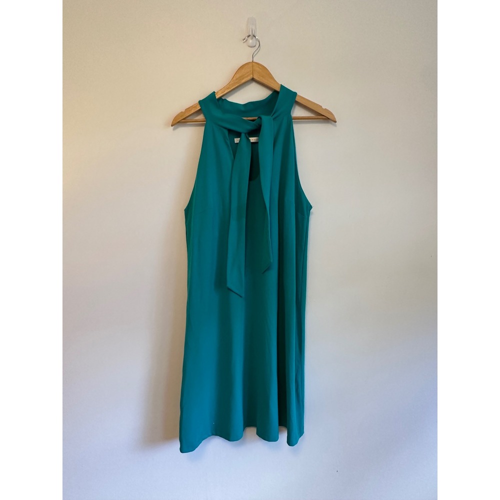 Susana Monaco Teal Tie Neck Halter Shift Mini Dress | Size XL